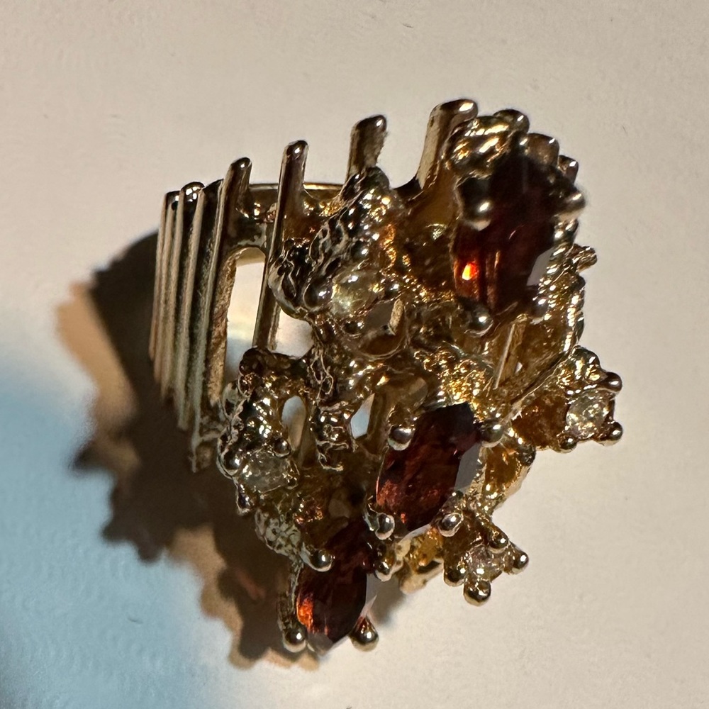 COPY - Vintage gold plated brown tourmaline ring
